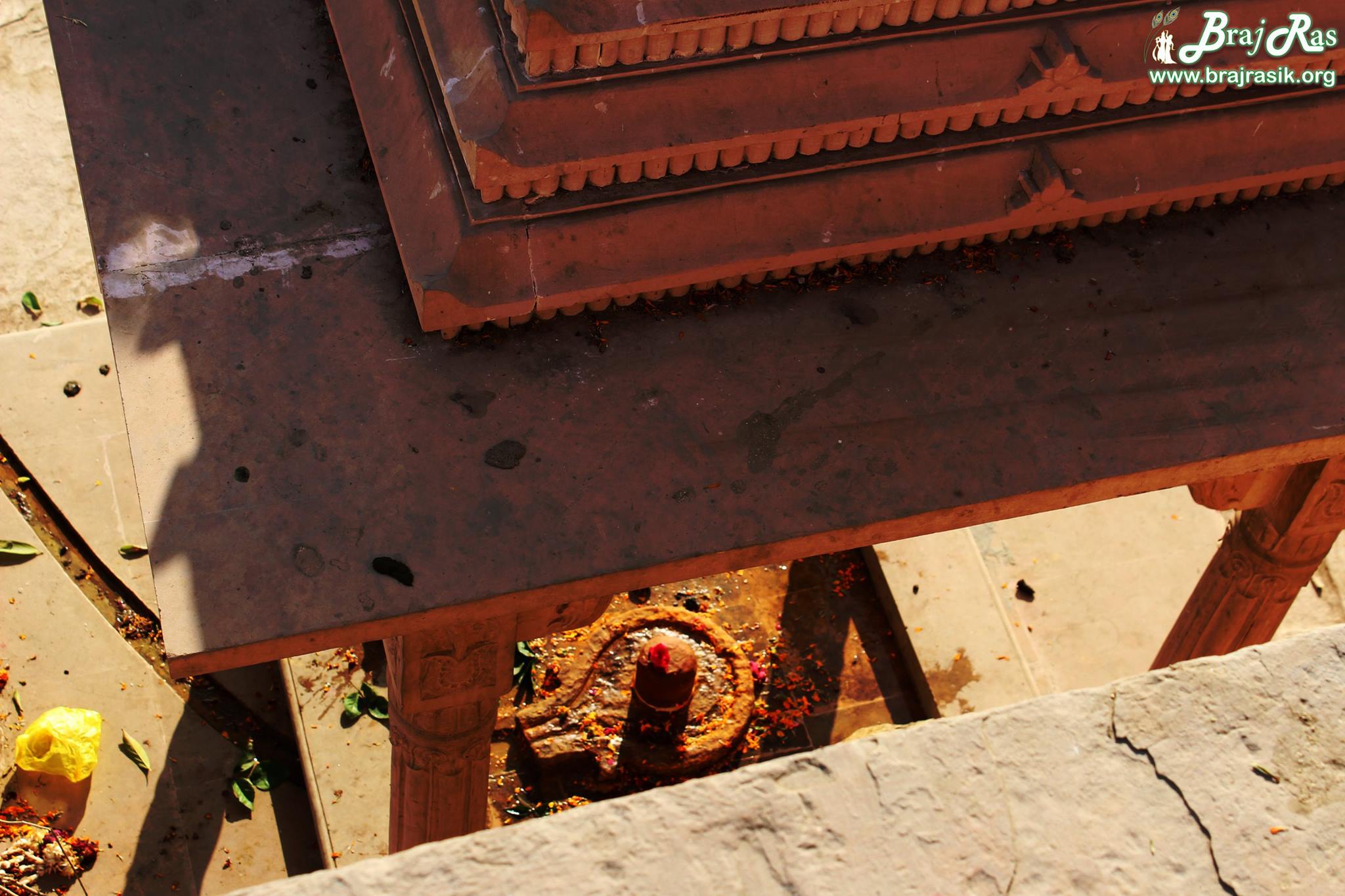 कुसुम सरोवर में ऊपर से शिव मंदिर का दृश्य