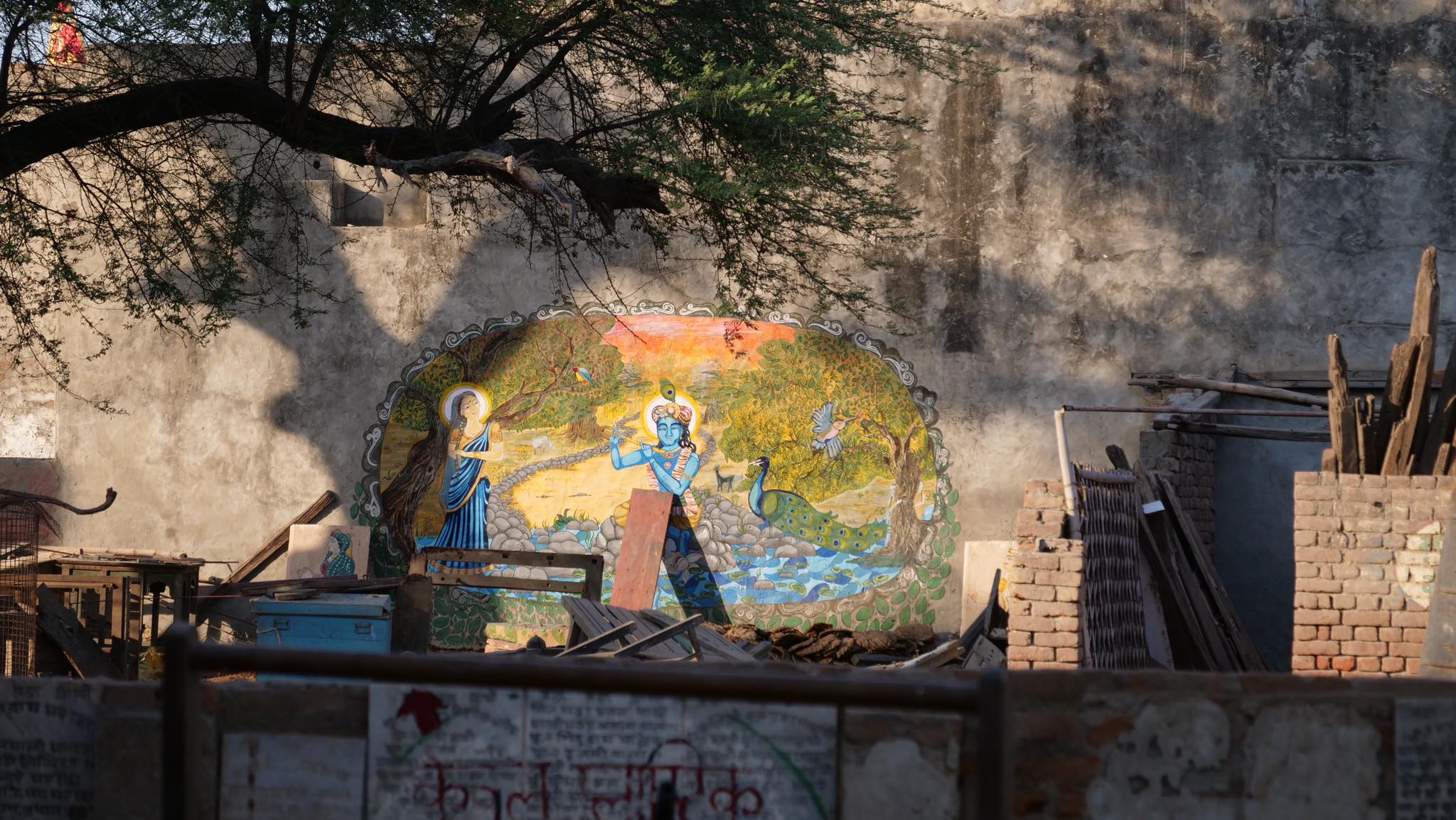 Painting of Shri Radha Krishna at Banshi Vata, Vrindavan