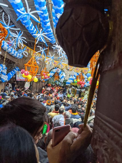 Festival day inside Shri Bankey Bihari Temple, Vrindavan