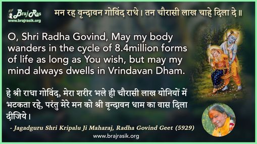 मन रह वृन्दावन गोविंद राधे - जगद्गुरु श्री कृपालु जी महाराज, राधा गोविन्द गीत (5929)