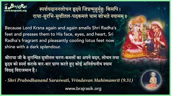 स्पर्शयदाननलोचन हृदये - श्री प्रबोधानन्द सरस्वती, वृन्दावन महिमामृत (9.31)