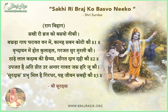 सखी री ब्रज को बसवो नीकौ - श्री सूरदास 