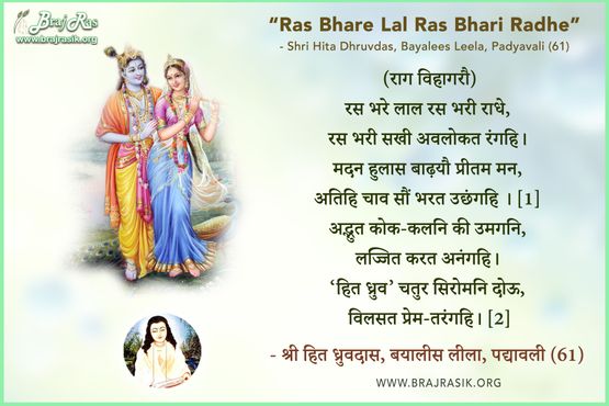 Ras Bhare Lal Ras Bhari Radhe - Shri Hita Dhruvdas, Bayalees Leela, Padyavali (61)