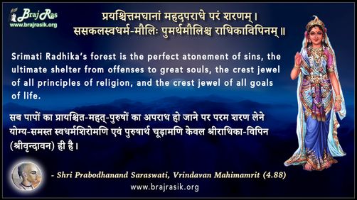 प्रयश्चित्तमघानां महदपराधे परं शरणम् - श्री प्रबोधानन्द सरस्वती, वृन्दावन महिमामृत (4.88)