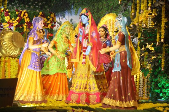 Lord Krishn in the form of Dulhan [bride] at Prem Mandir, Vrindavan