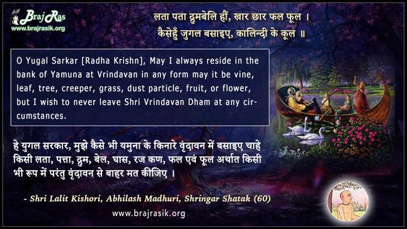 लता पता द्रुमबेलि हौं - श्री ललित किशोरी देव, अभिलाष माधुरी, श्रिंगार शतक (60)