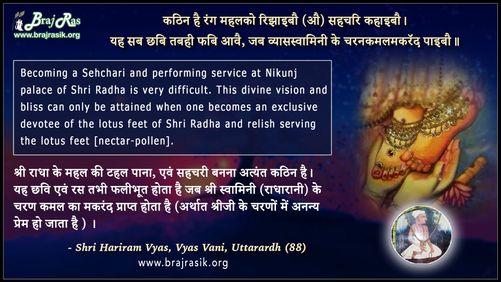 कठिन है रंग महलको रिझाइबौ (औ) सहचरि कहाइबौ - श्री हरिराम व्यास, व्यास वाणी, उत्तरार्ध (88)