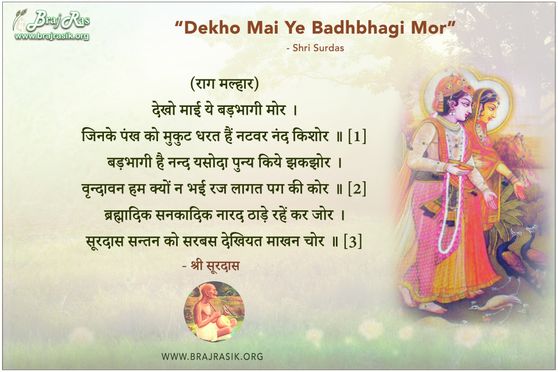 देखो माई ये बड़भागी मोर - श्री सूरदास