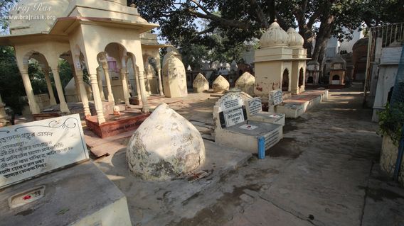 View of Gauridas Pandit's samadhi's along with other saints at 64 Samadhis - Shri Chaushatt Mahant Samadhi Mandir Pastimes - Vrindavan