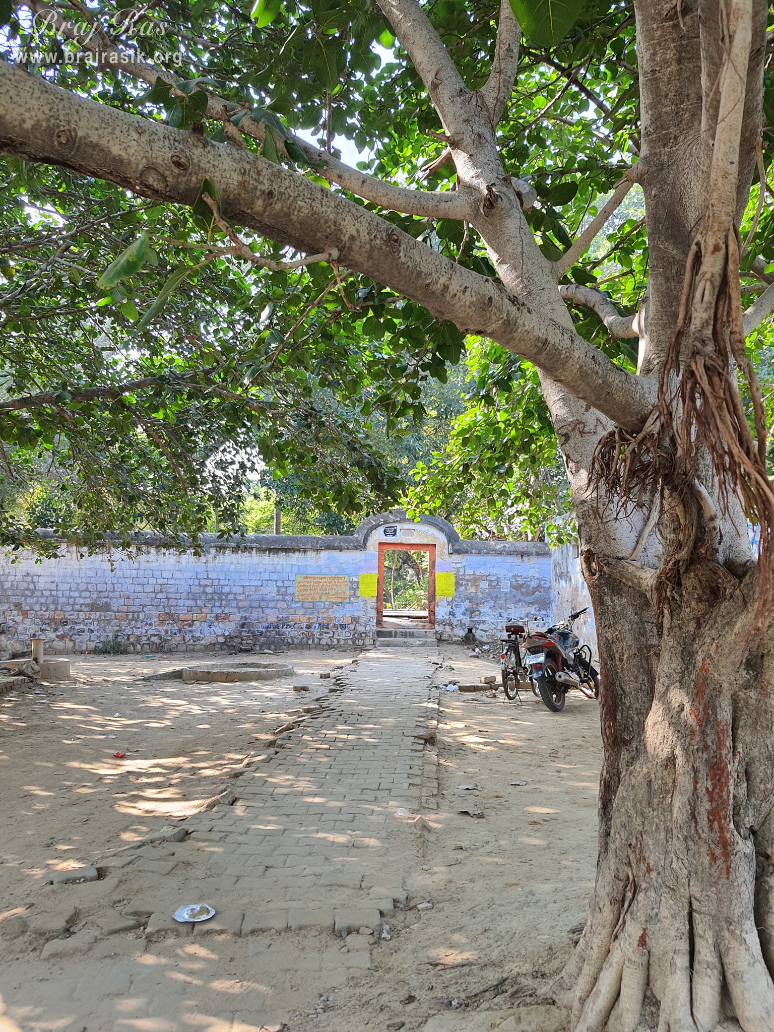 A distant view of entrance at Shri Radha Bag, Barsana