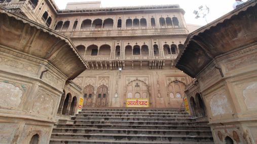 Beautiful and nice view of the place where Shri Yamuna Ji arti happens daily at Keshi Ghat, Vrindavan