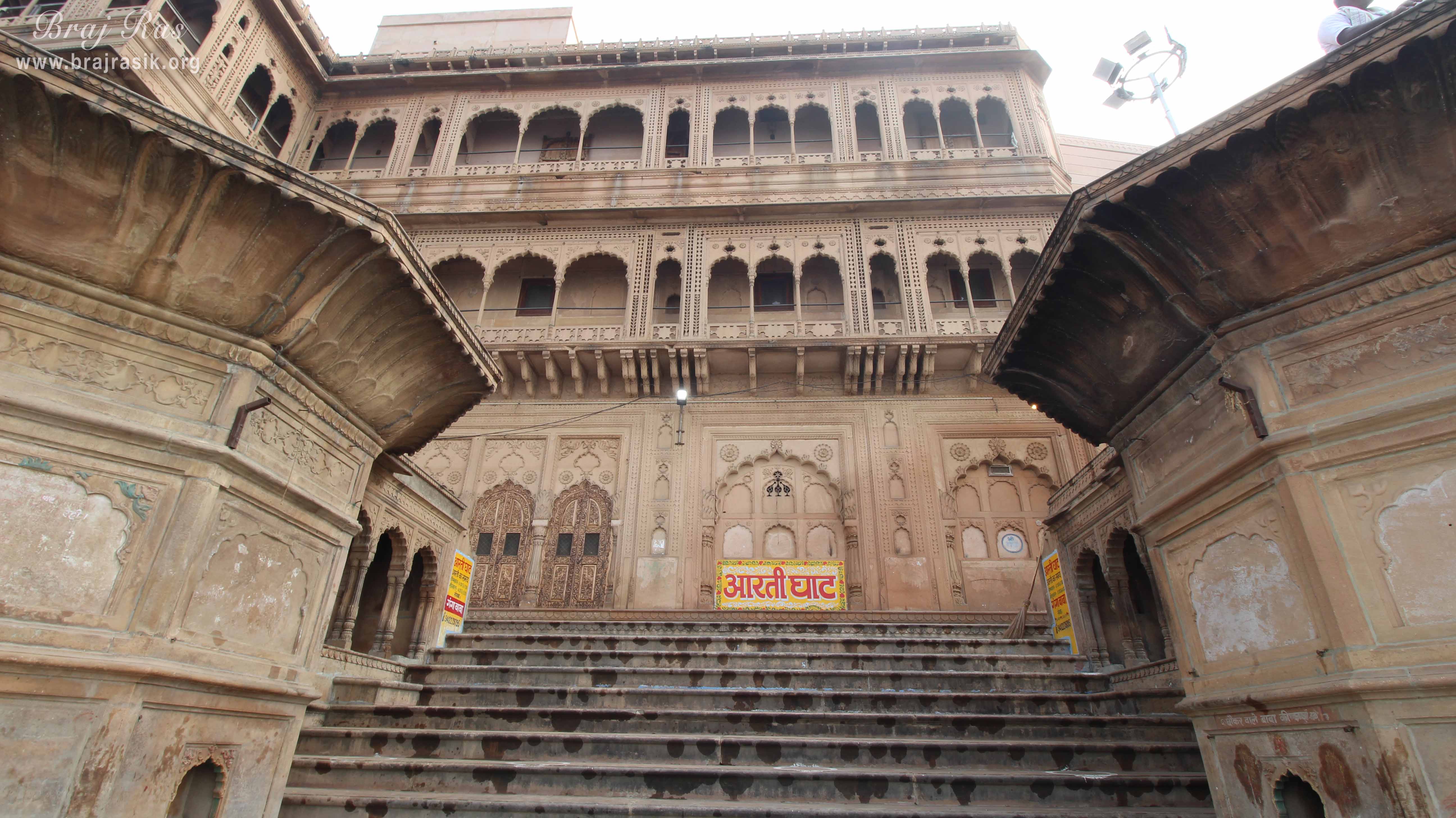 Beautiful and nice view of the place where Shri Yamuna Ji arti happens daily at Keshi Ghat, Vrindavan