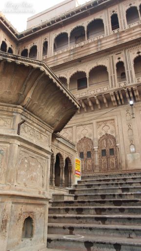 View of sandstone mansions at Keshi Ghat, Vrindavan