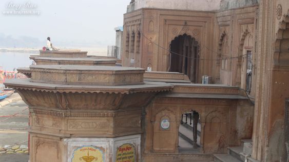 A nice view of sandstone mansions at Keshi Ghat, Vrindavan