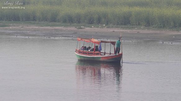 A view of boat in yamuna ji at Keshi Ghat, Vrindavan