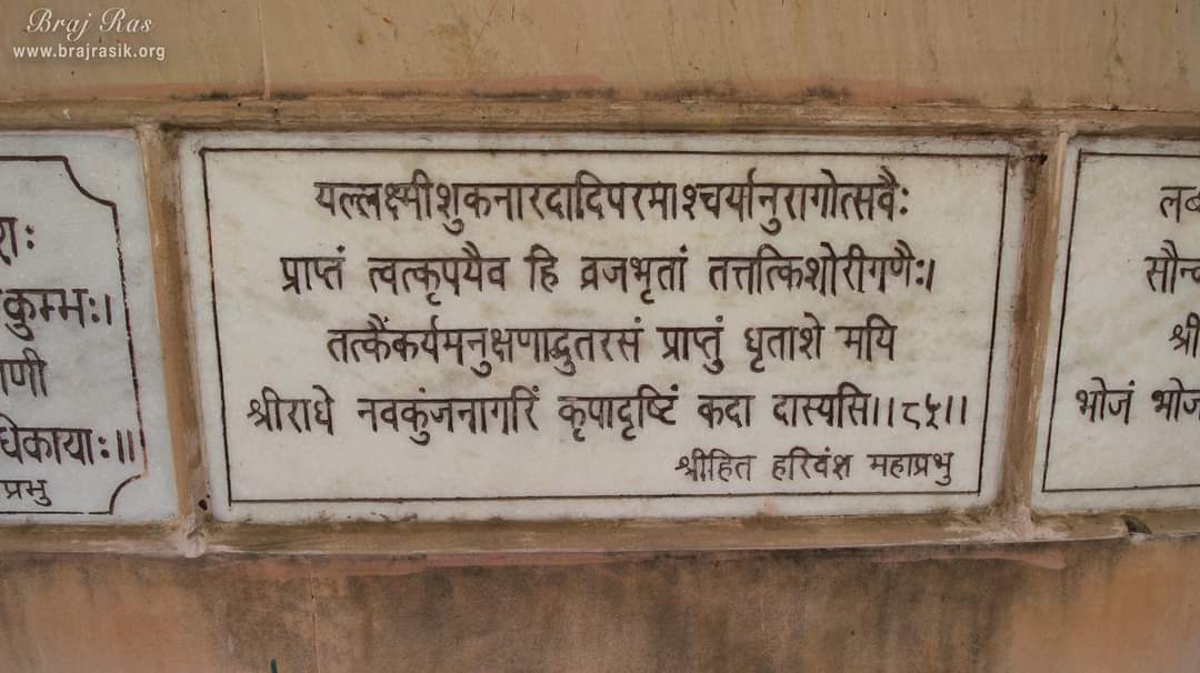 Verses of Shri Radha Sudha Nidhi written on the wall of Seva Kunj, Vrindavan written by Shri Hit Harivansh Mahaprabhu.