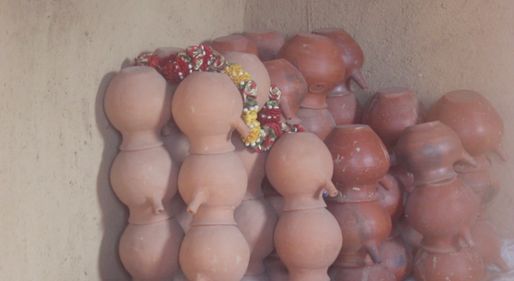 Glimpses of Karuva (करुवा) - The pot which is used to drink water, made of the soil of Braj at Nidhivan, Vrindavan.