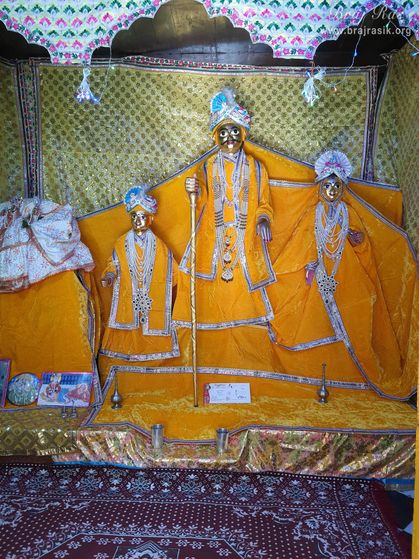 Family of Shri Radha - Mother Kirti, Father Vrishbhanu and brother Shridama at Old Vrishbhanu Temple, Barsana.
