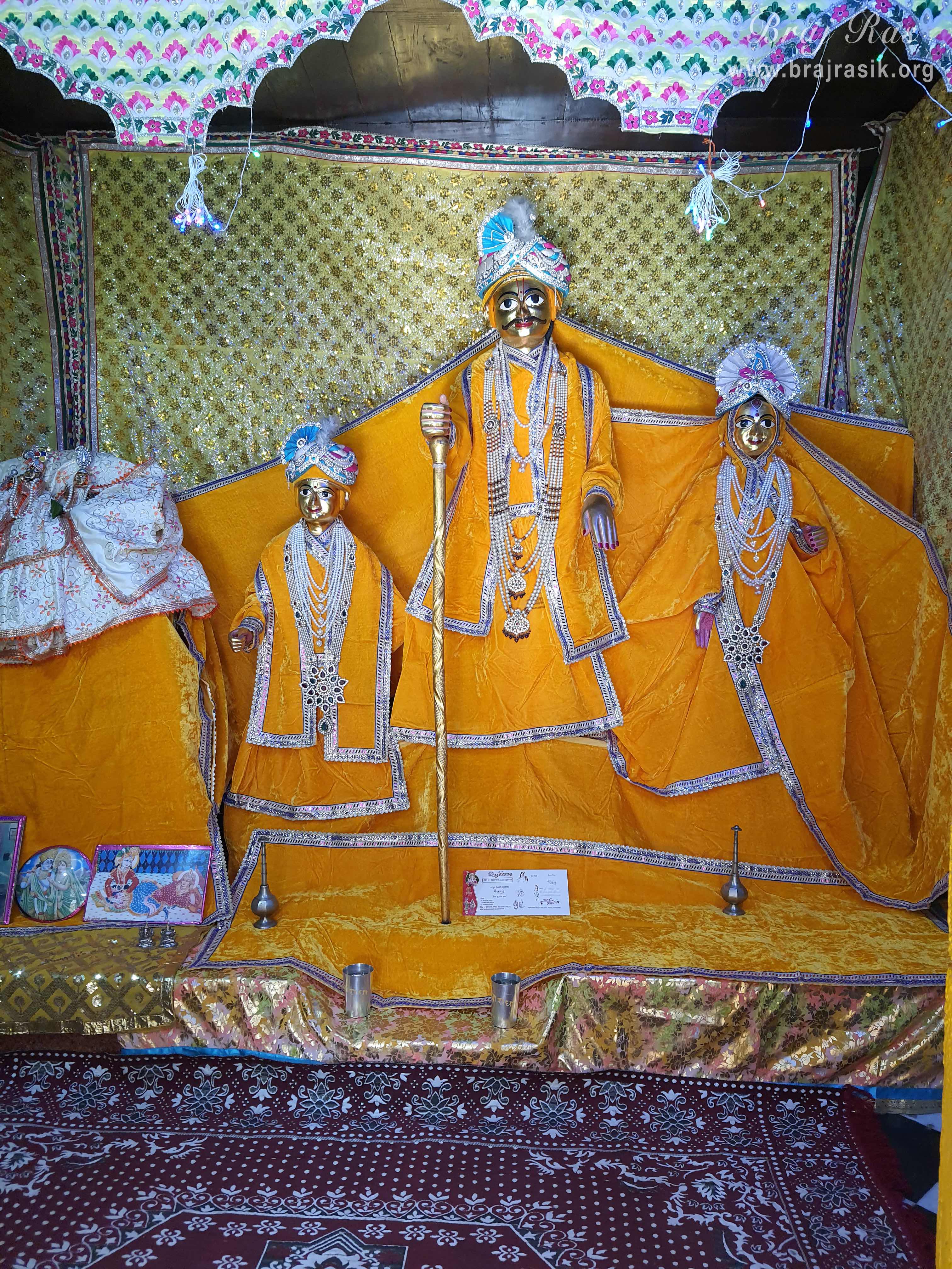 Family of Shri Radha - Mother Kirti, Father Vrishbhanu and brother Shridama at Old Vrishbhanu Temple, Barsana.