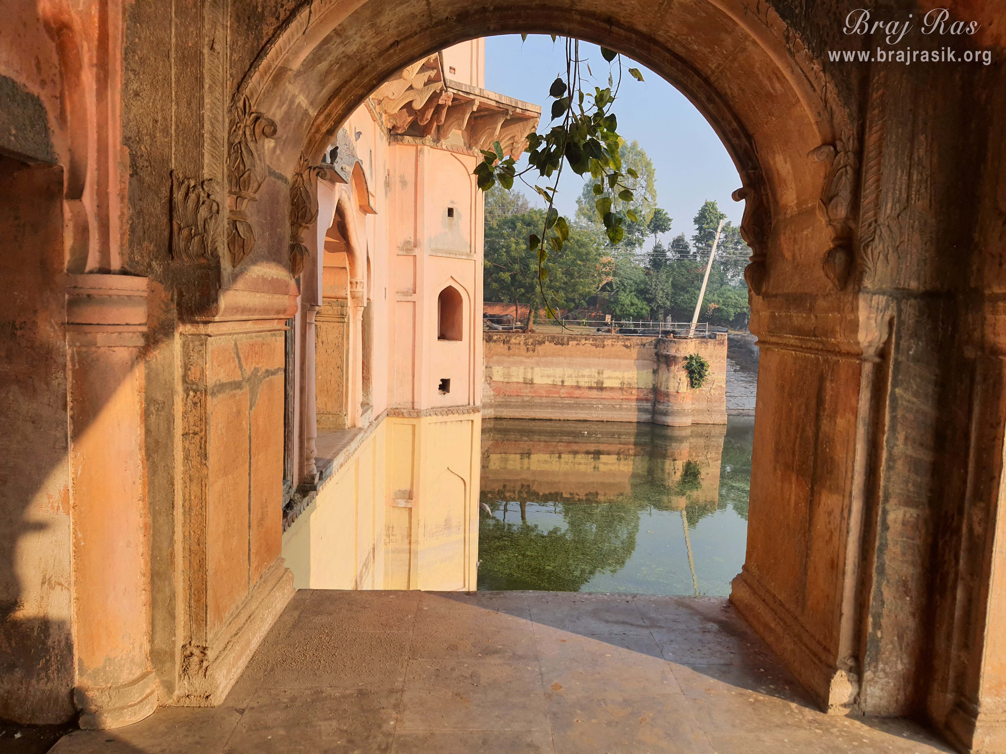 Glimpses of Vrishbhanu Kund View from inside at Barsana.