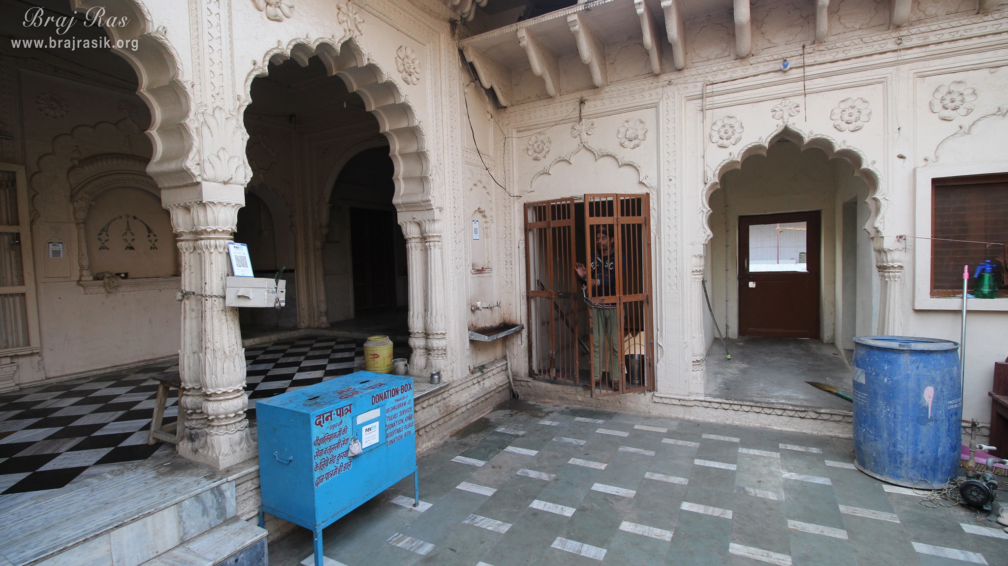 A nice view of temple courtyard of Shri Sawaman Shaligram Temple, Vrindavan
