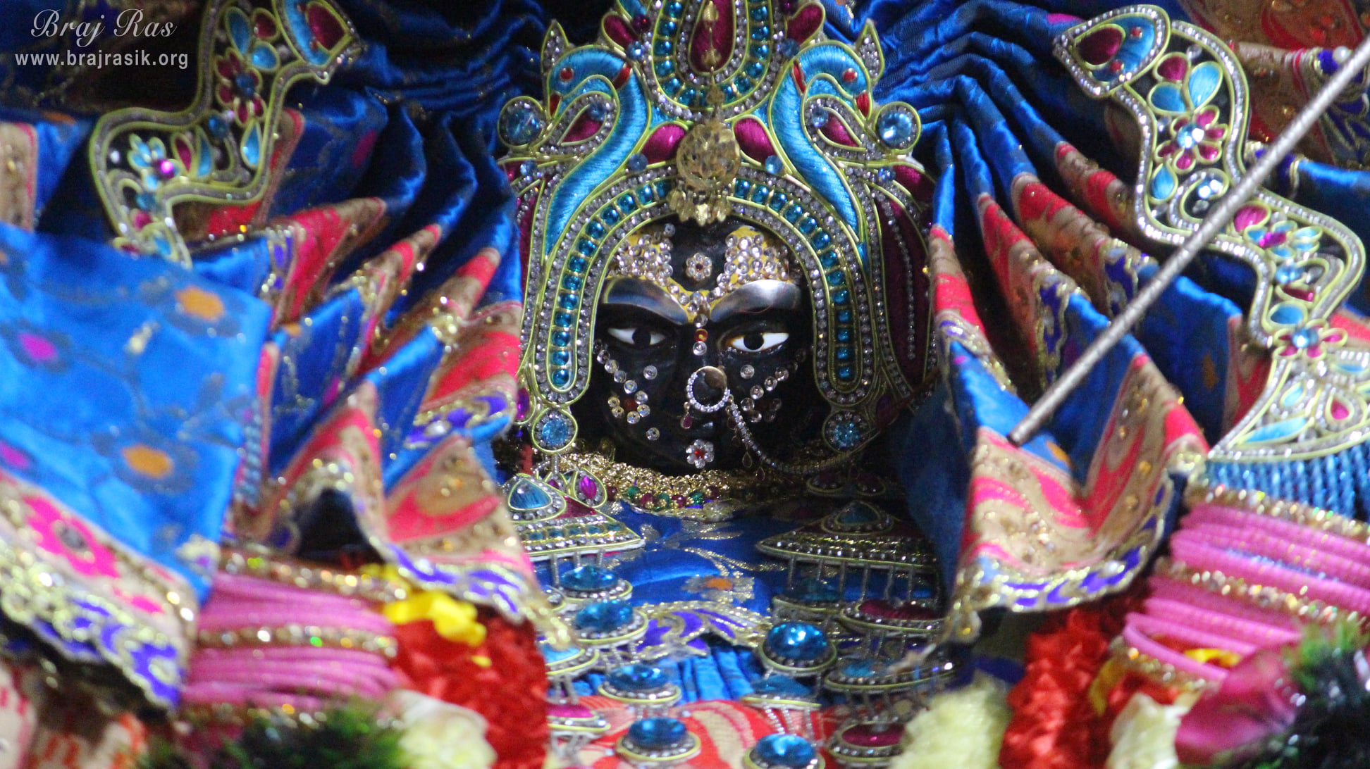 Shri Radharani's blackish form darshan at Old Raas Mandal or Hita Raas Mandal, Vrindavan.