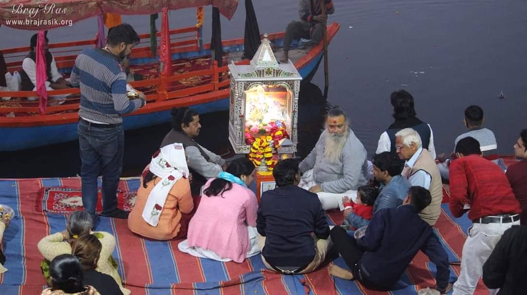 Glimpses of Yamuna Arti at Kesi Ghat, Vrindavan.