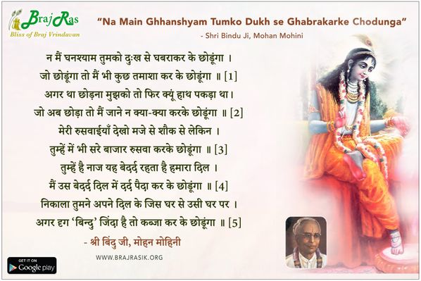 न मैं घनश्याम तुमको दुःख से घबराकर के छोडूंगा - श्री बिंदु जी, मोहन मोहिनी