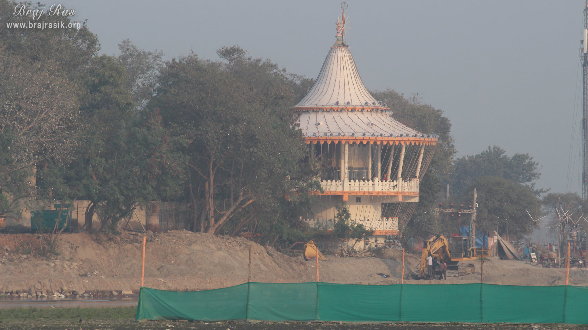 View of a temple at the banks of Yamuna Ji at Vrindavan Kumbh 2021