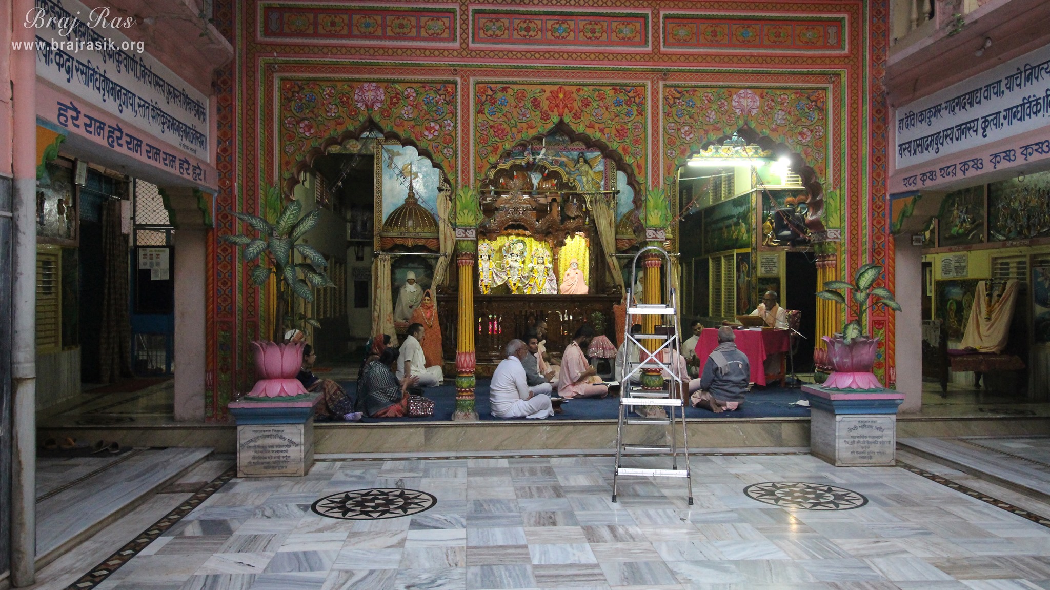 View of the temple from courtyard at Shri Roop Sanatan Gaudiya Math, Vrindavan