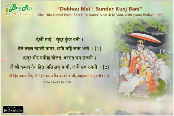 देखौ माई सुंदर कुंज बनी - श्री हित कमल नैन जी की वाणी, अष्टायामी पदावली (20)
