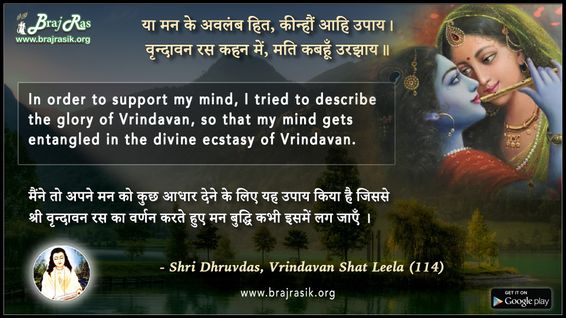 या मन के अवलंब हित - श्री ध्रुवदास, बयालीस लीला, वृन्दावन शत लीला (114)