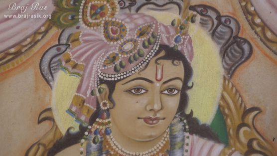 Closeup view of Shri Balram Ji's painting at Shri Dauji temple, Lauhavan