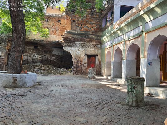 View of the temple courtyard at Ashtasakhi Temple - Barsana