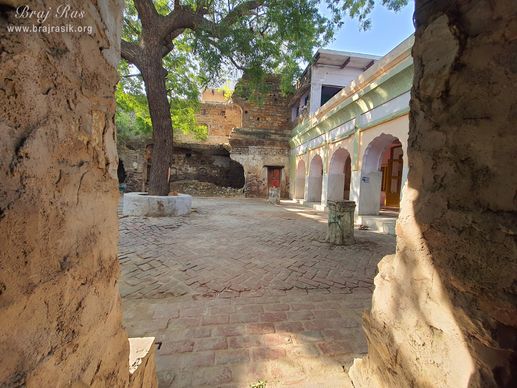 Long view of the temple courtyard at Ashtasakhi Temple - Barsana