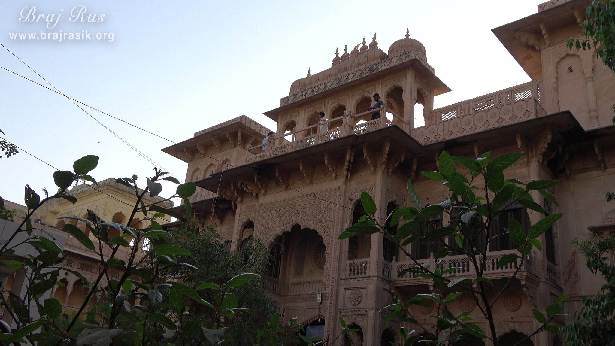 View of the top of the temple of Shri Kushal Bihari Temple in Barsana