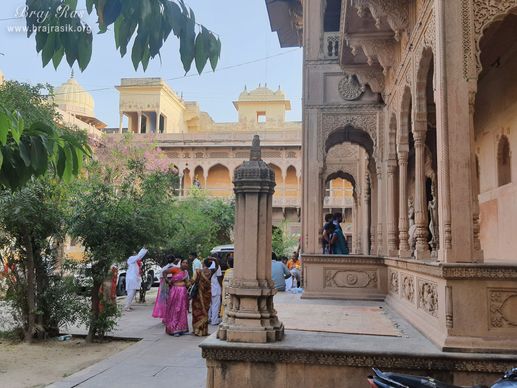 View of the temple architecture of Shri Kushal Bihari Temple in Barsana