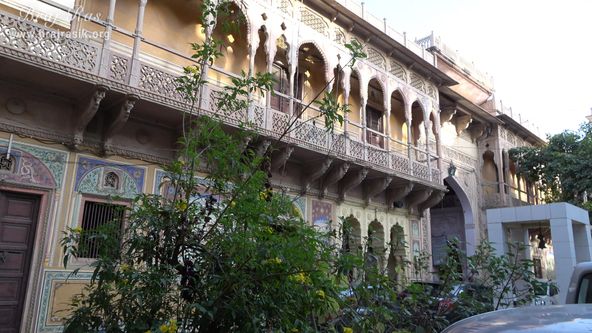 Beautiful view of the architecture of Shri Kushal Bihari Temple in Barsana