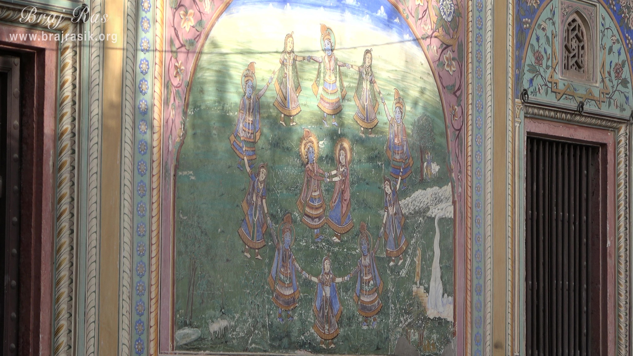 Painting of Maharaas depicted on the wall at Shri Kushal Bihari Temple, Barsana