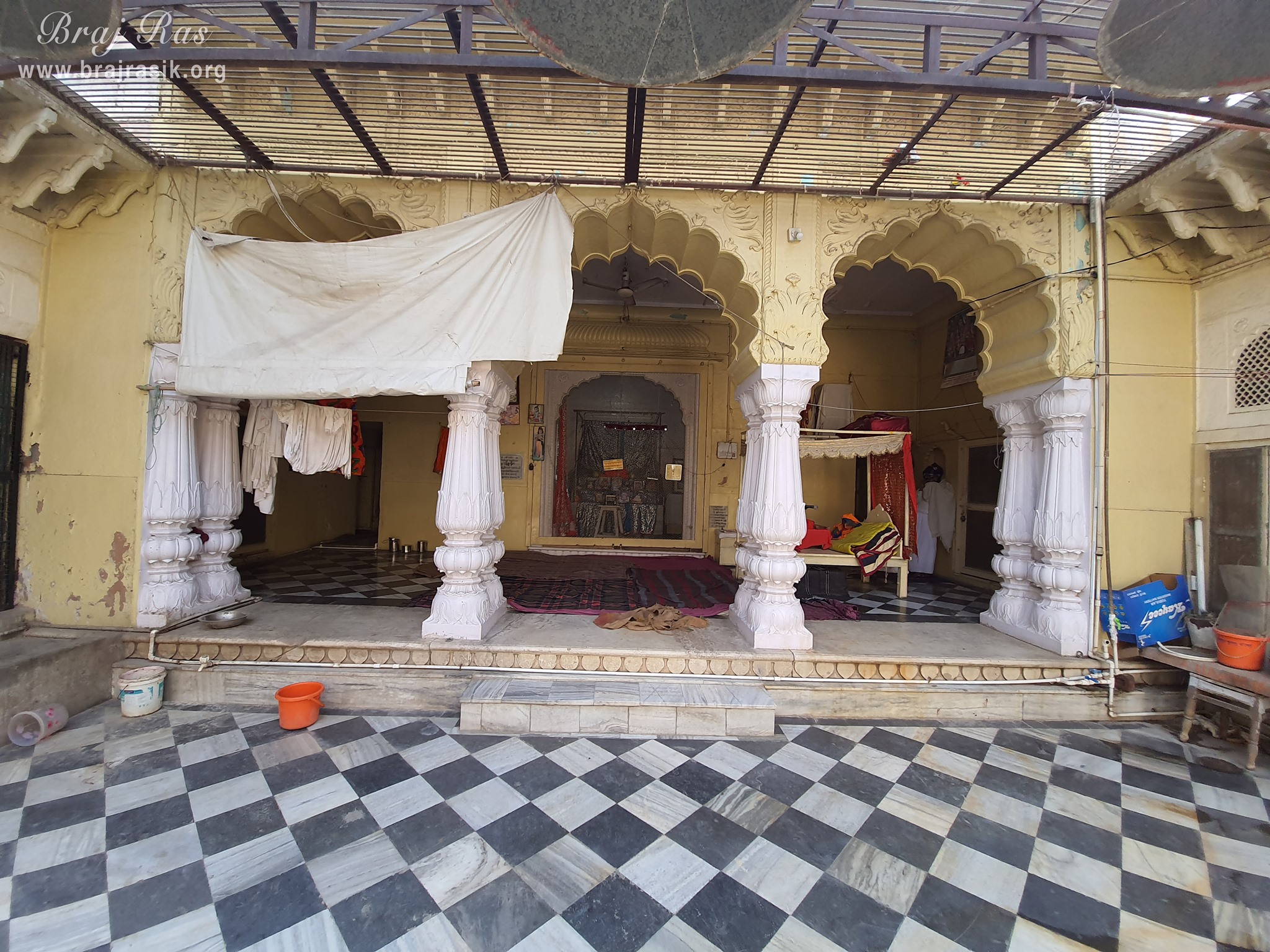 View of temple courtyard of Shri Krishna Chandrama Ju Temple, Vrindavan