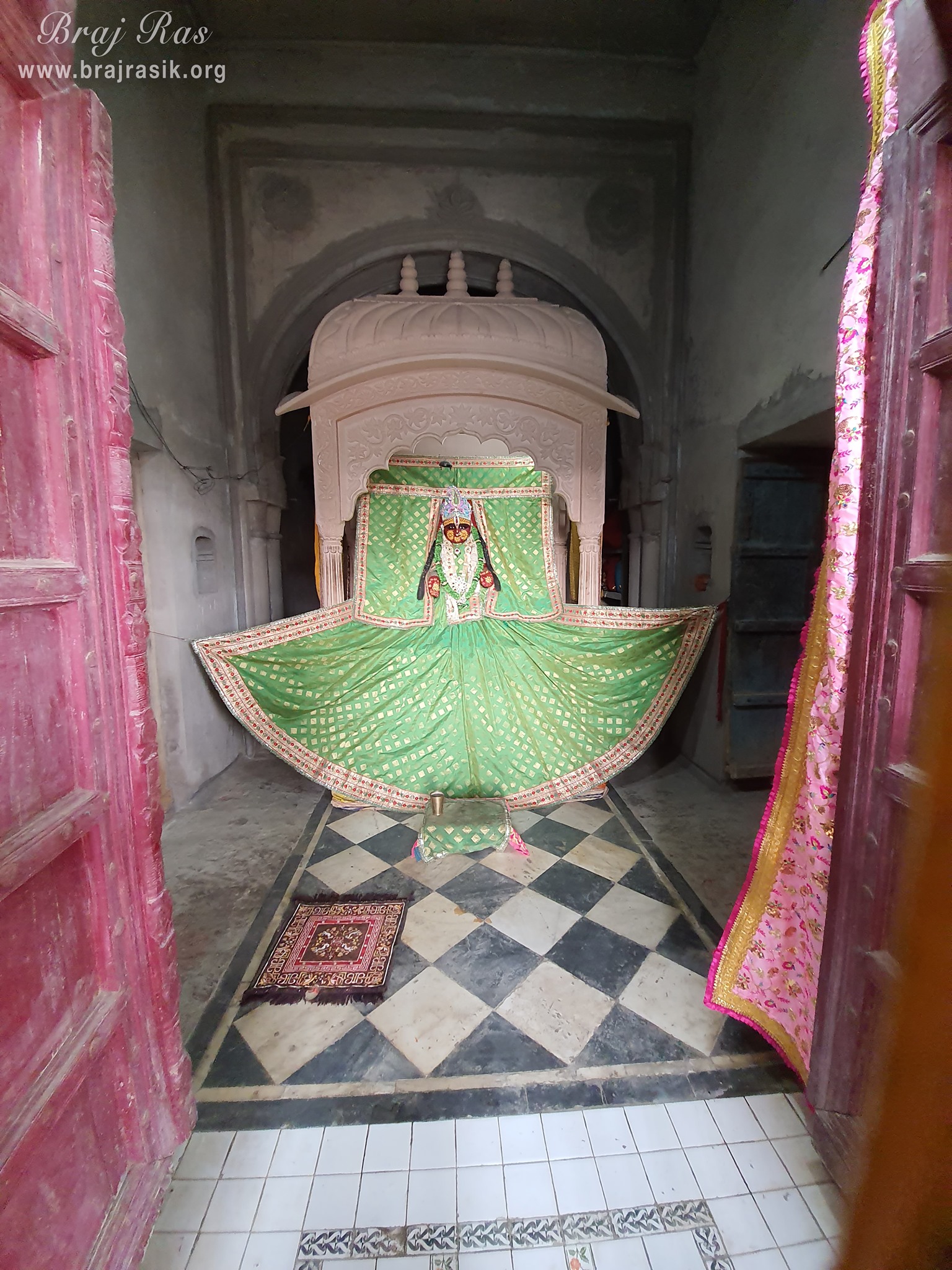 Distant darshan of Shri Vrinda Devi at Shri Vrinda Devi Temple, Kamyavan