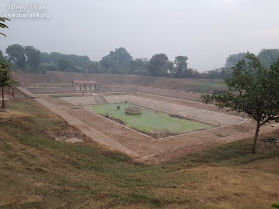 A distant view of Ramtal Kund at Ramtal, Vrindavan