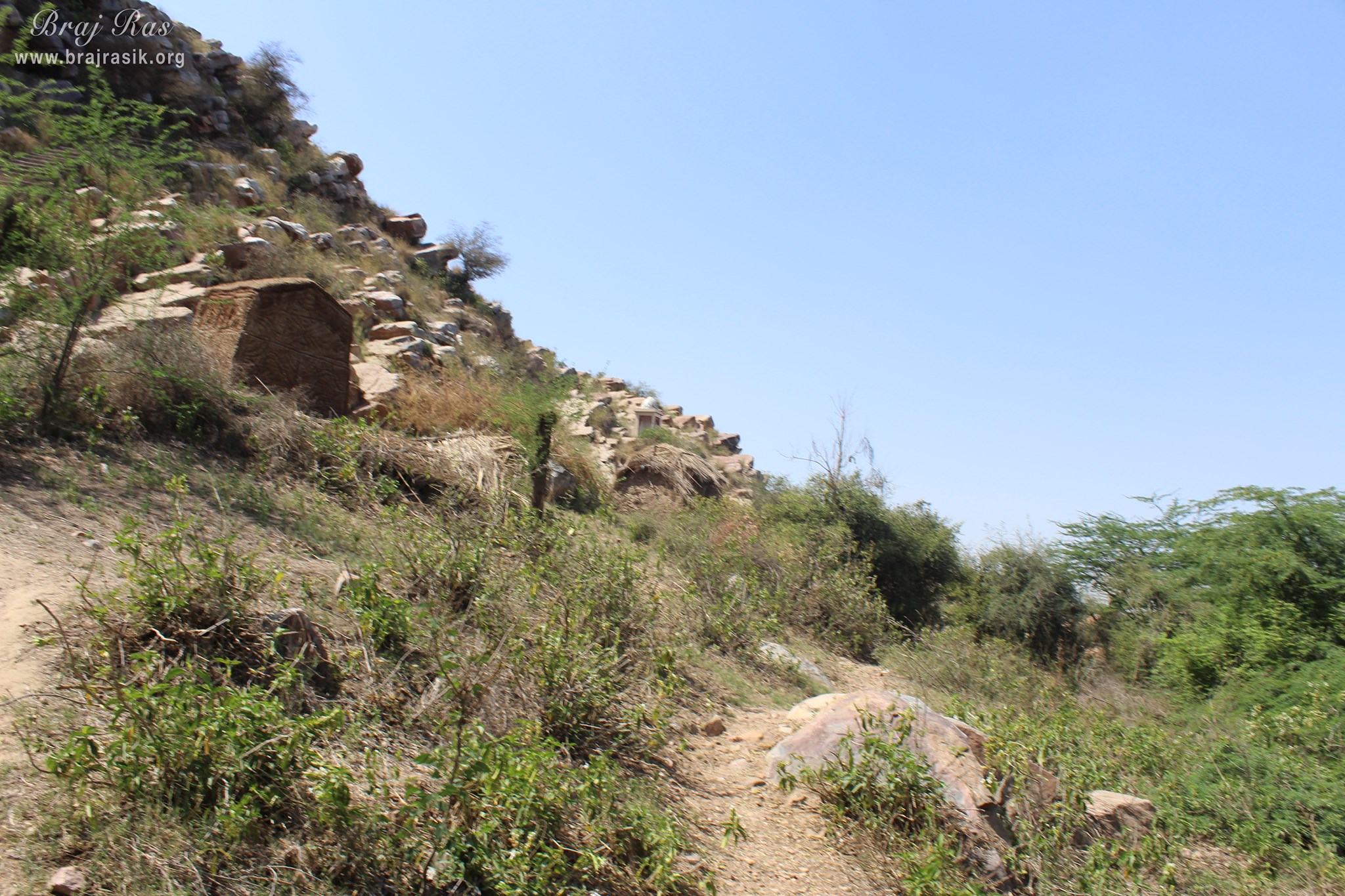 View of the Indrasen Hill on which Vyomasur's Cave is situated in Kamyavan