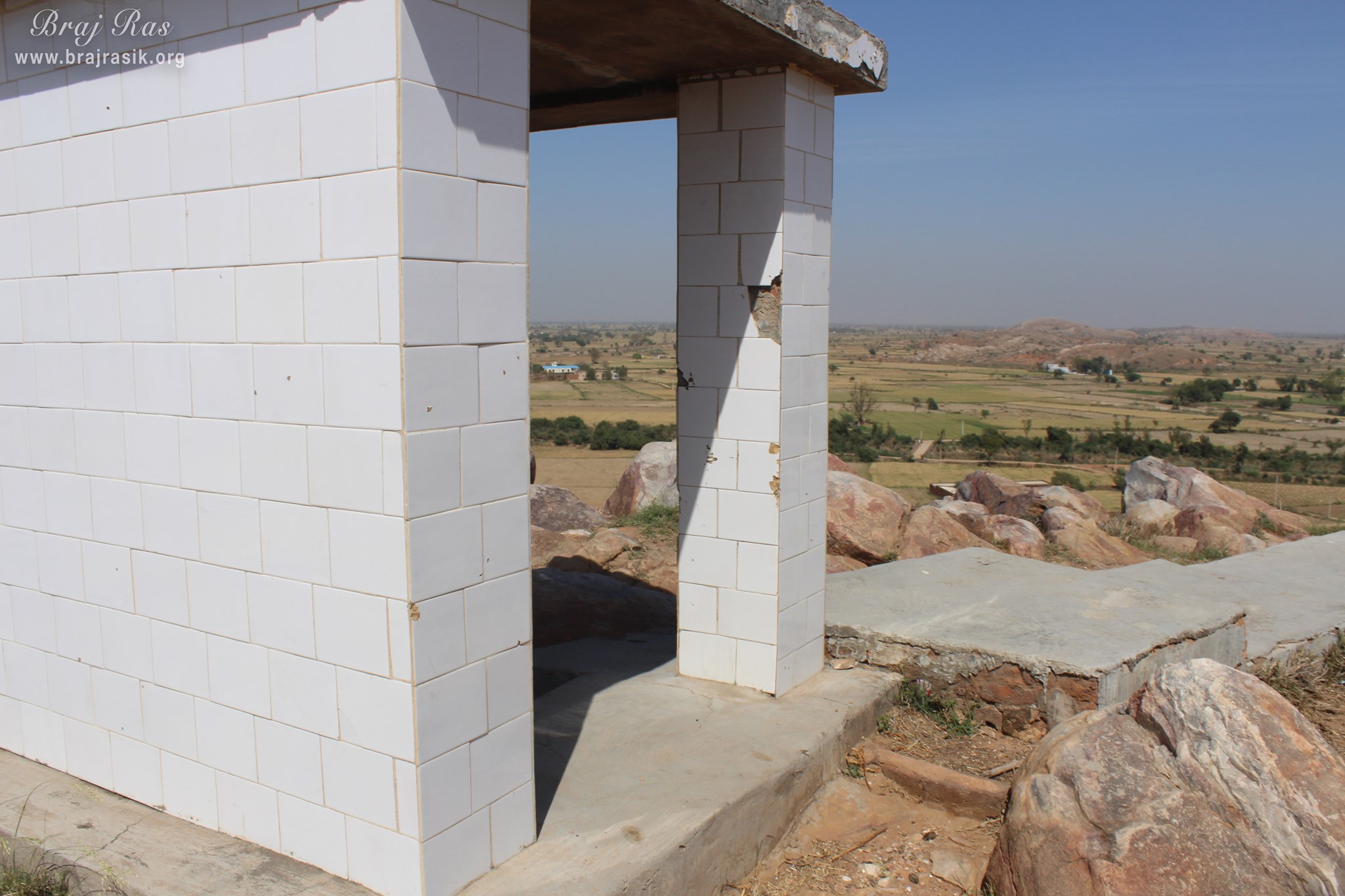 View of a small bower on top of the hill at Vyomasur's Cave in Kamyavan