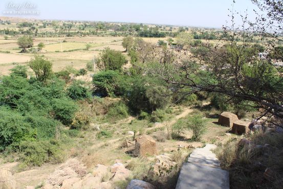 View of beautiful fields nearby Vyomasur's Cave in Kamyavan.