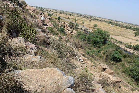 A beautiful view of hill at Vyomasur's Cave in Kamyavan.