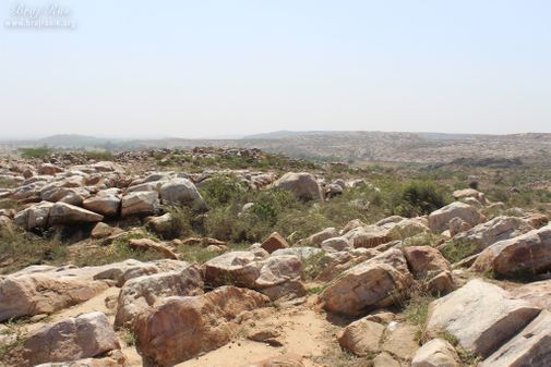 Beautiful and nice view of the rocks above the hill at Vyomasur's Cave in Kamyavan.