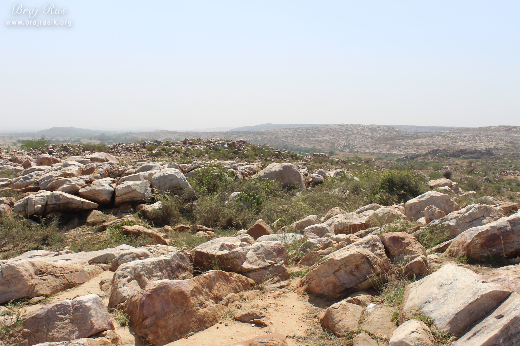 Beautiful and nice view of the rocks above the hill at Vyomasur's Cave in Kamyavan.