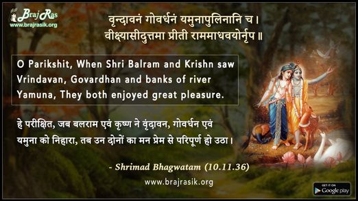 Vrindavanam Govardhanam Yamunapulinaani Cha - Shrimad Bhagwatam (10.11.36)