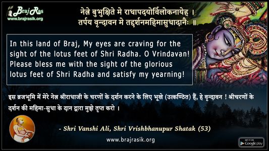 Netre Bubhukshite Me Radhapadyovirloknayeh  - Vrishbhanupur Shatak (53)